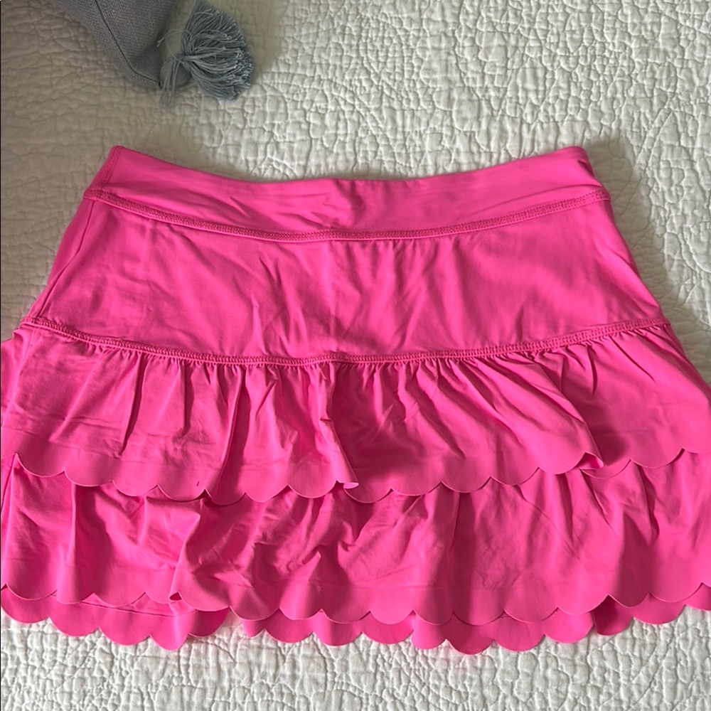 Lilly Pulitzer Pink Bubble Mini Skirt with Ruffled Tiers